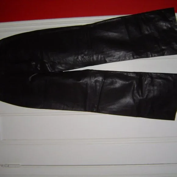 MARGARET GODFREY BLACK LEATHER WIDE LEG PANTS NWT 6